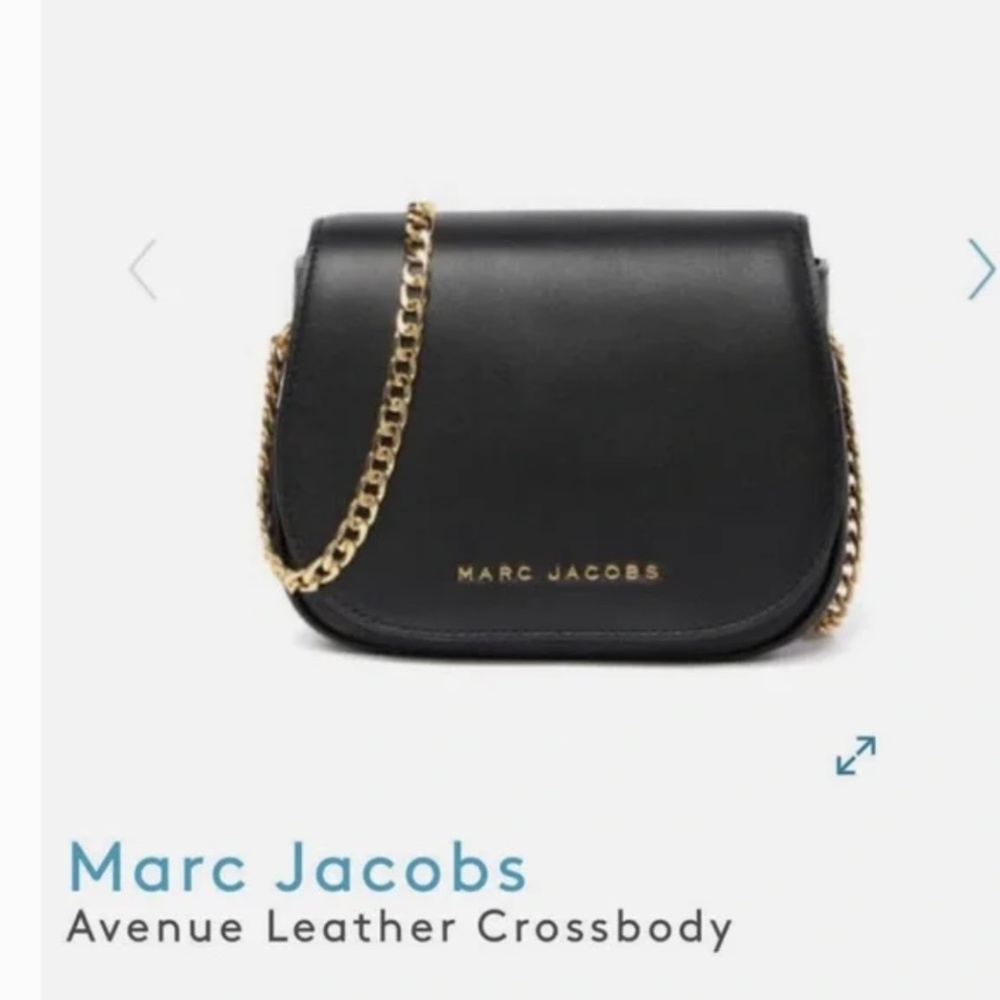 Marc Jacobs Avenue Crossbody Bag Black Leather Gold Chain